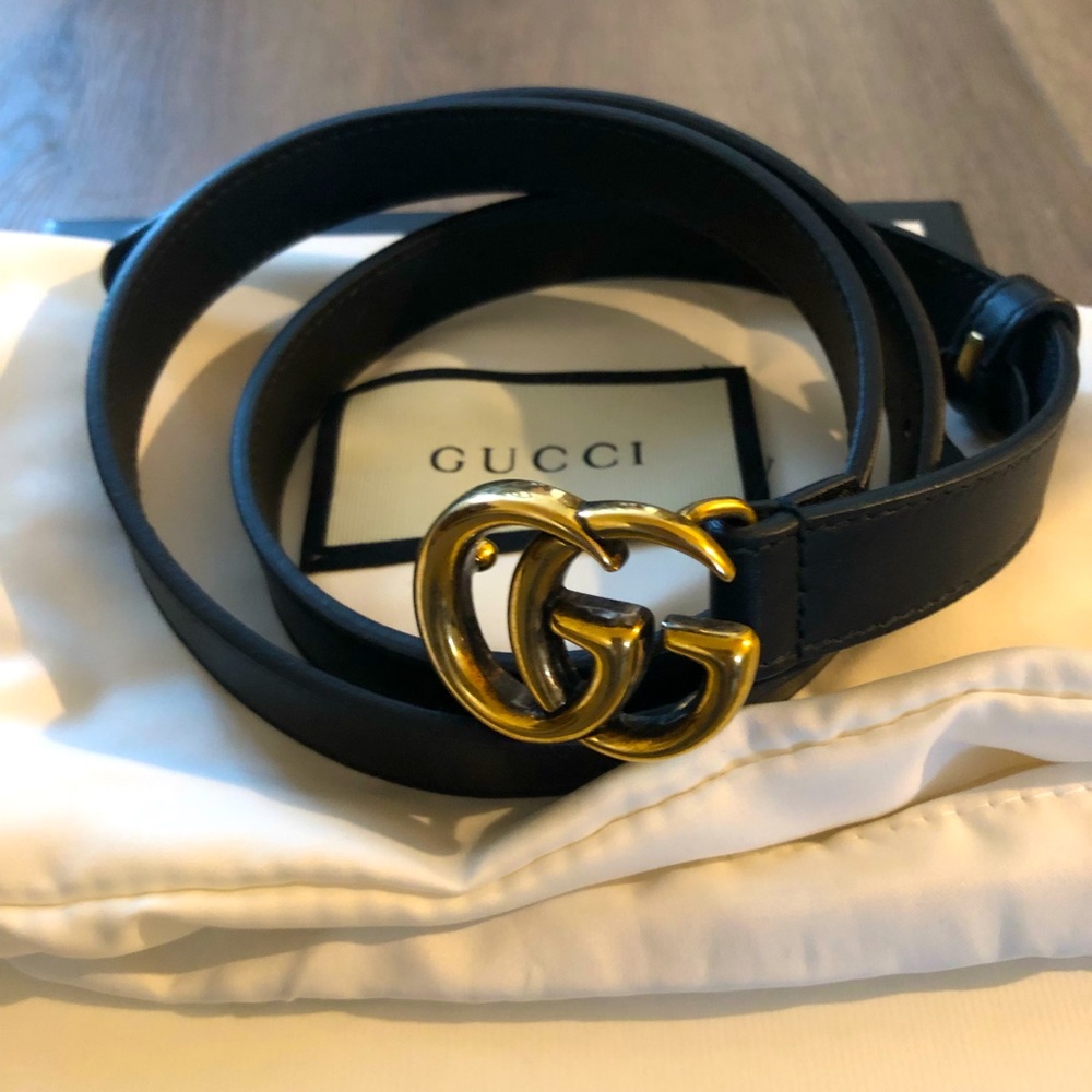 Double G Thin Gucci belt